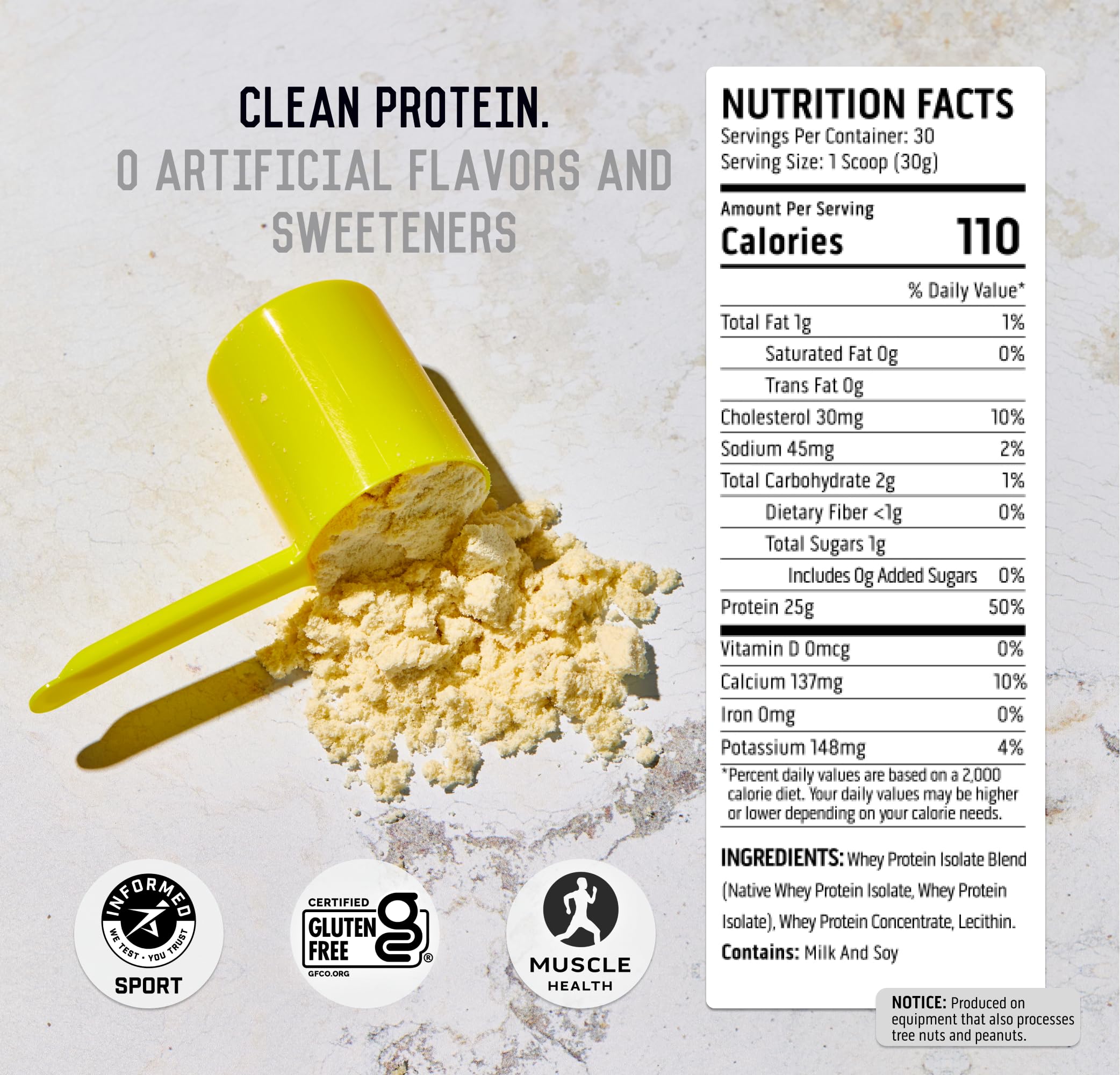Ascent unflavored tub with 2 lb packaging communicates value.