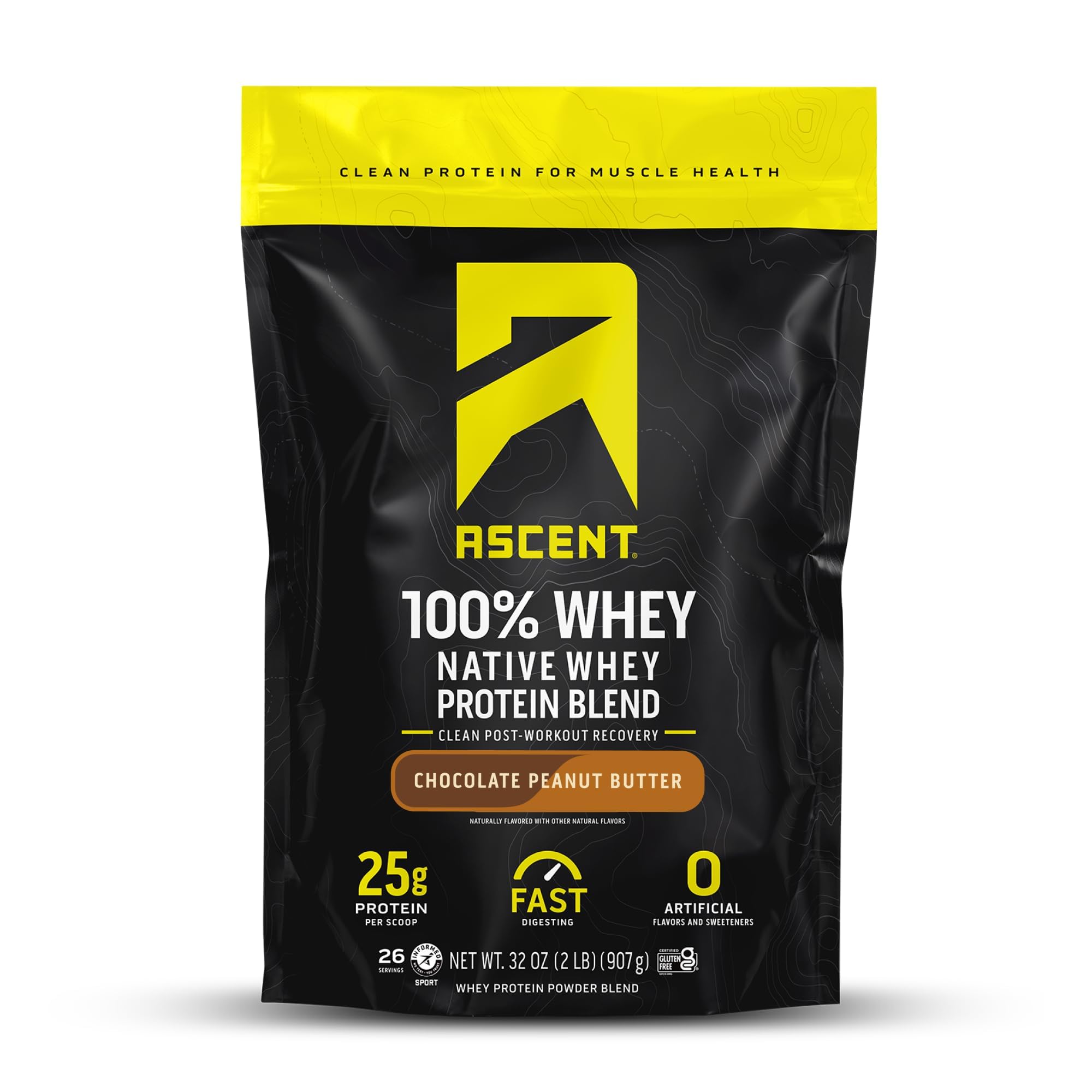 Ascent 100% Whey Protein bottle for convenient post-workout fueling.