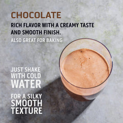 Ascent whey chocolate powder for rich flavor shakes.