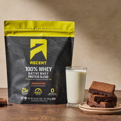 Ascent whey protein isolate gluten-free pack highlighting clean ingredients.