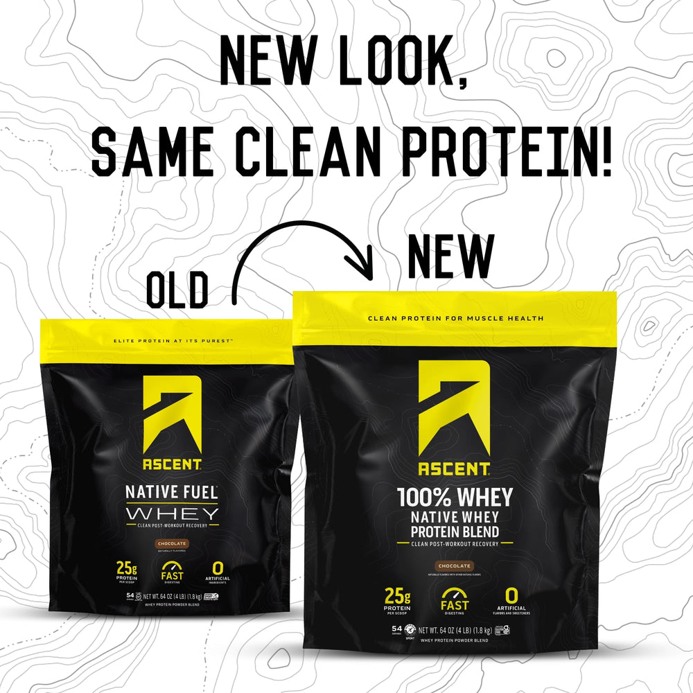 Ascent whey protein powder mixed with water for a silky shake.