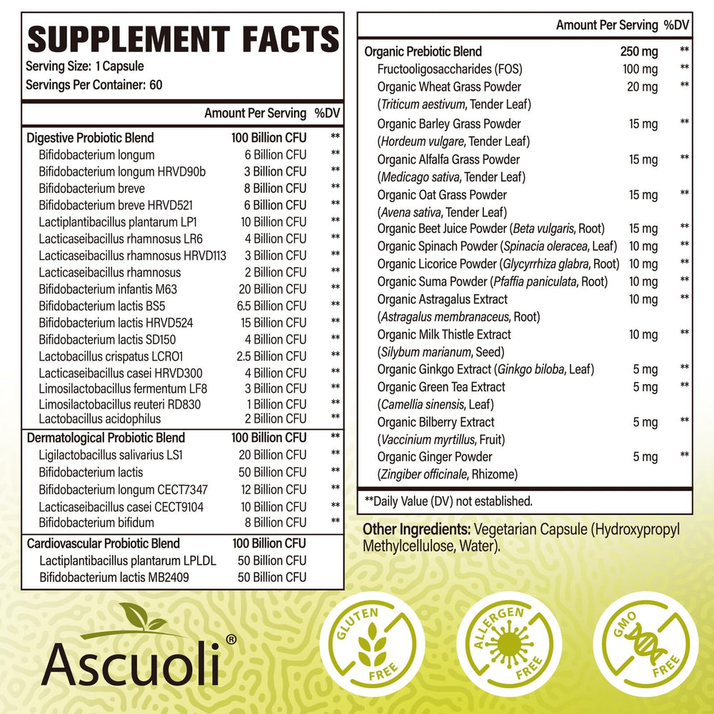 Ascuoli Probiotics 24 strains support a diverse gut microbiome for better absorption