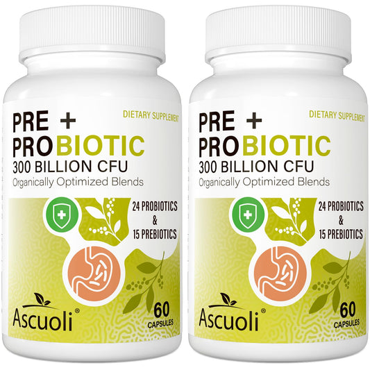 Ascuoli Probiotics 300B CFU bottle for daily gut balance