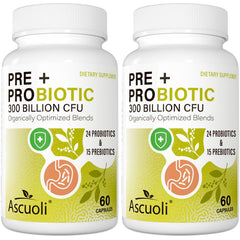 Ascuoli Probiotics 300B CFU bottle for daily gut balance