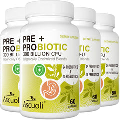 Ascuoli Probiotics 300 Billion CFU bottle promotes balanced digestion and daily immune support
