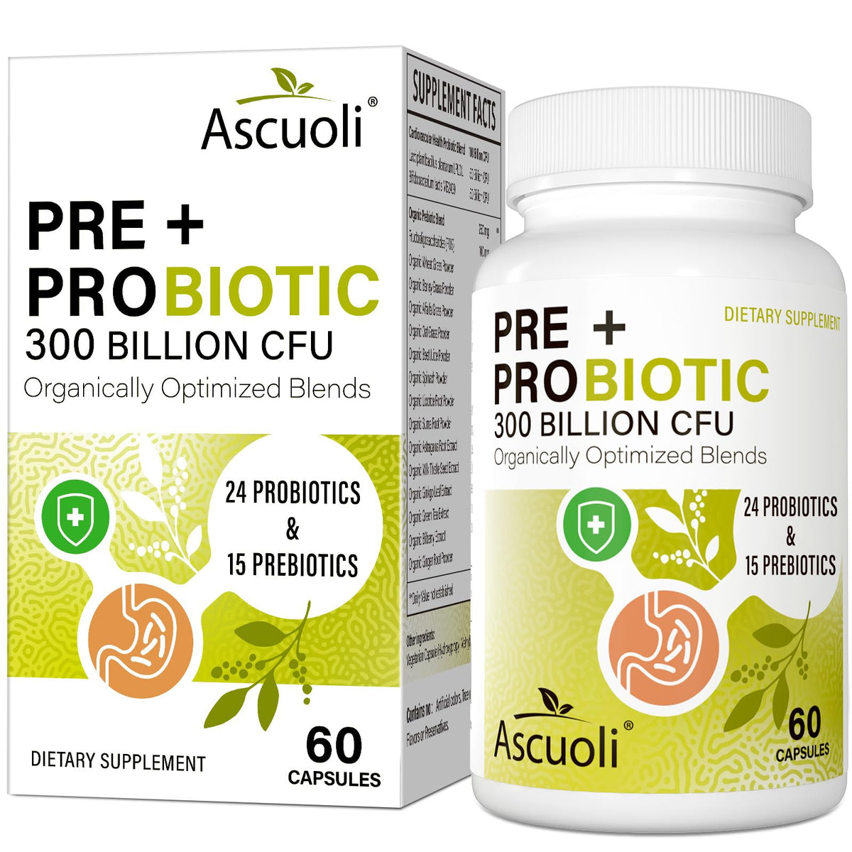 Ascuoli Probiotics bottle – convenient daily gut balance support in a clean packaging.
