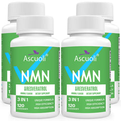 Ascuoli NMN Resveratrol bottle for convenient daily energy and vitality support.