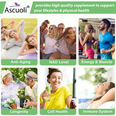 Travel-friendly Ascuoli NMN Resveratrol box for on-the-go wellness.