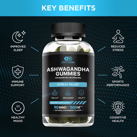 Ashwagandha gummies close-up highlighting strawberry flavor for easy daily use.