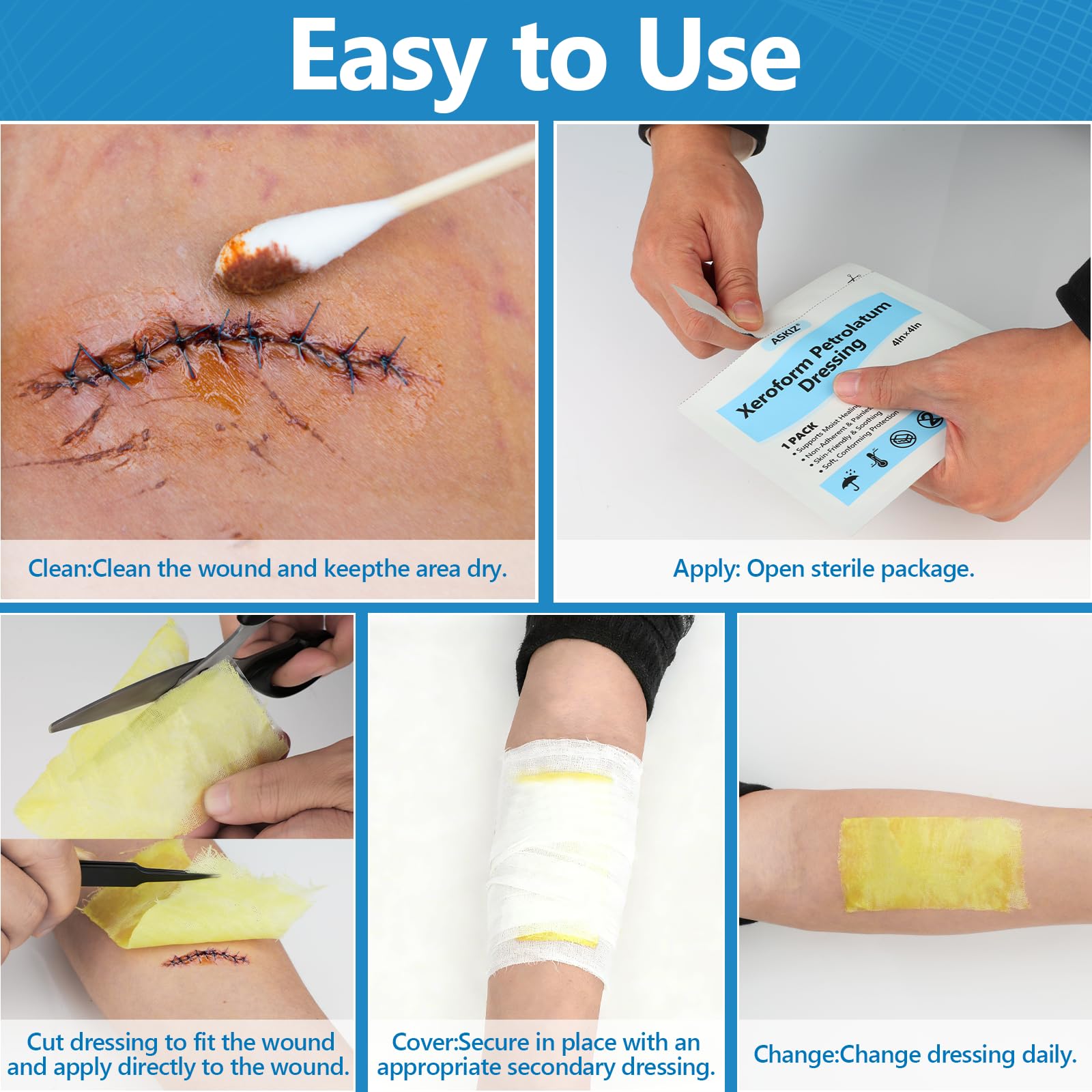 ASKIZ Cut-to-fit gauze dressing 5x9 for precise coverage.