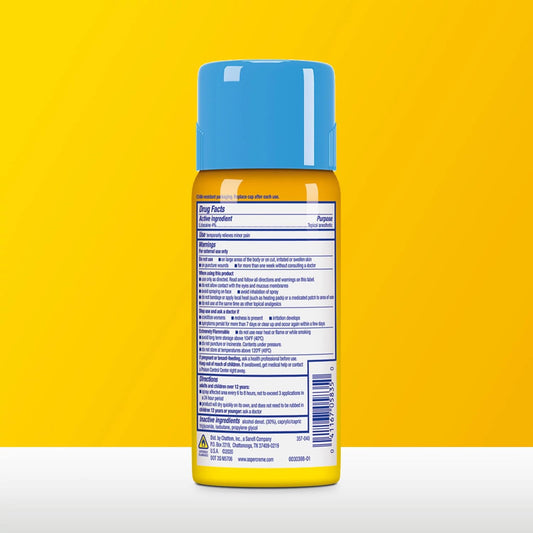 Aspercreme Lidocaine Dry Spray shown spraying from any angle for targeted relief.