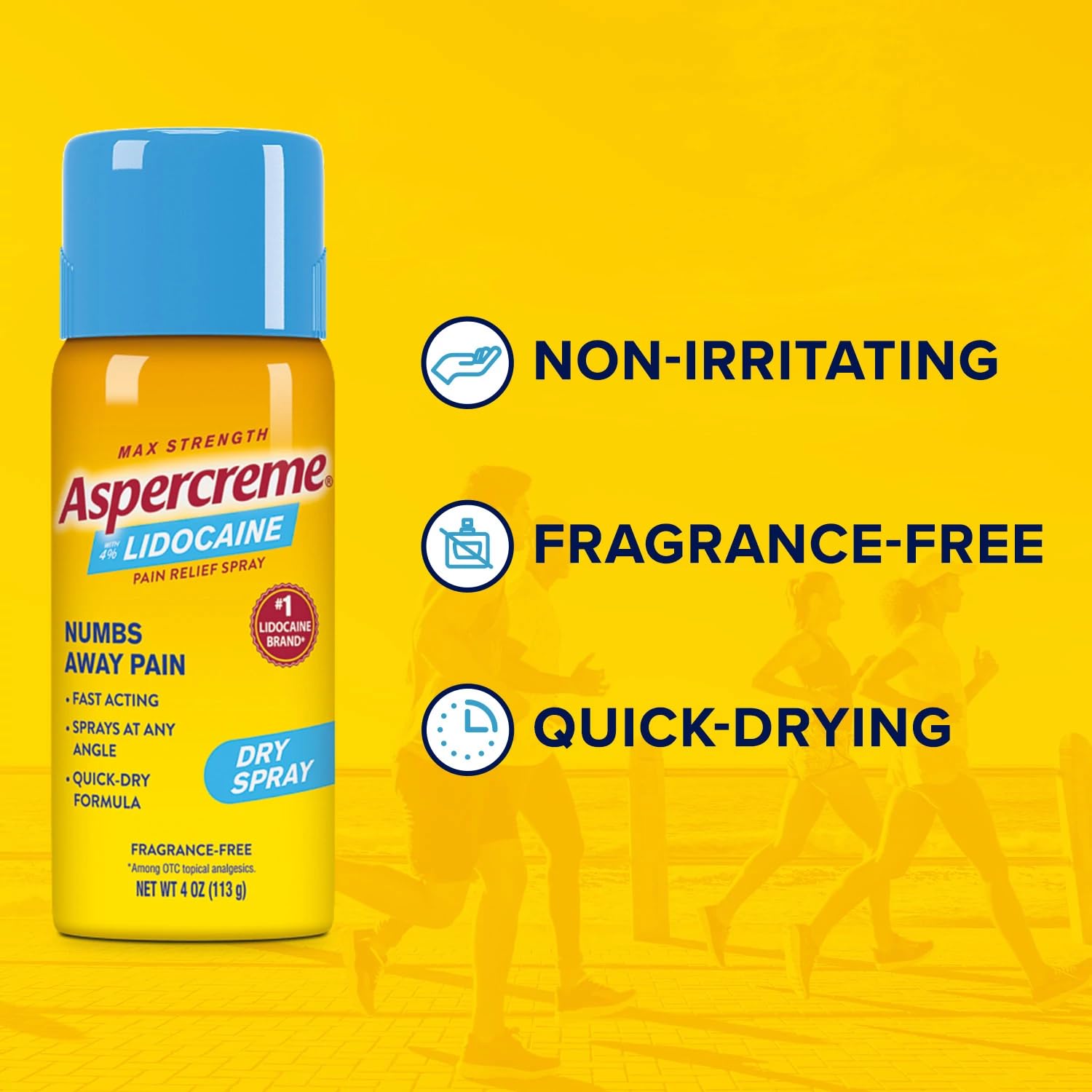 Travel-friendly, compact bottles of Aspercreme Lidocaine Dry Spray fit gym bags.