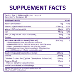 Aspire Nutrition Bio-Heal Pro+ label closeup highlights the 6-in-1 probiotic formulation.