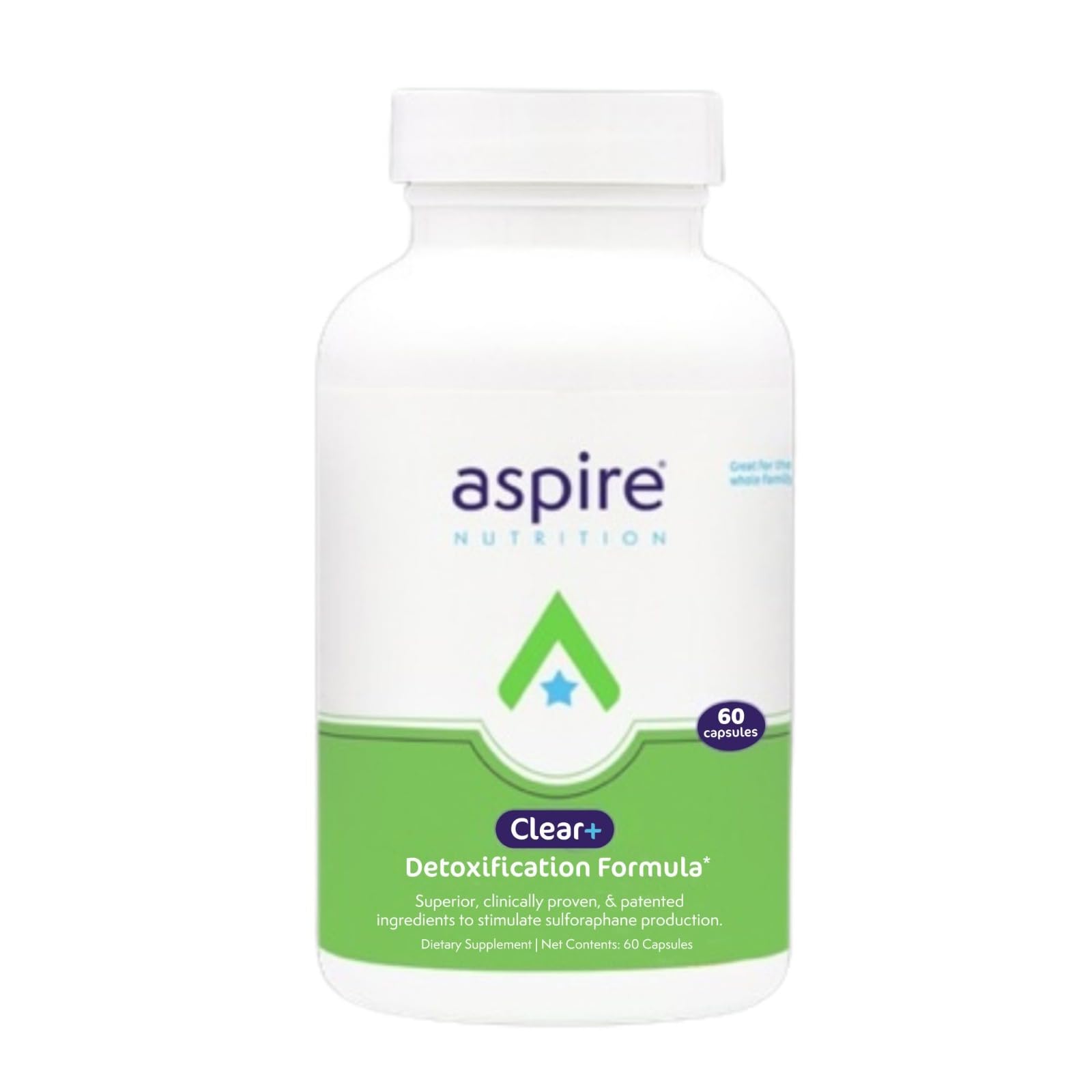 Aspire Nutrition Clear+ detox bottle cap view highlighting premium packaging