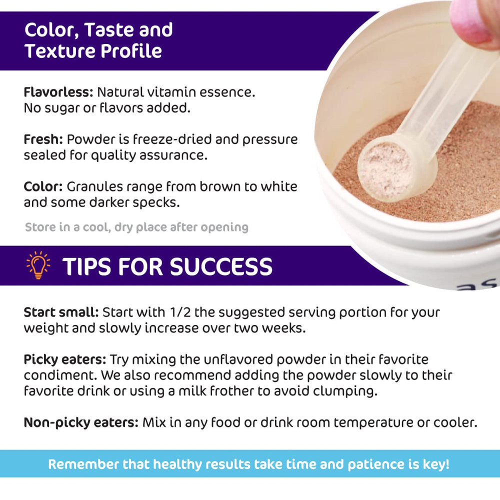 Aspire Nutrition Multi+ powder poured into a glass for a convenient morning routine