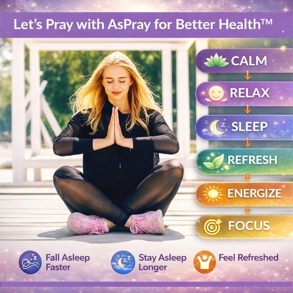 AsPray DormiOn capsules shown with glass of water for bedtime routine.