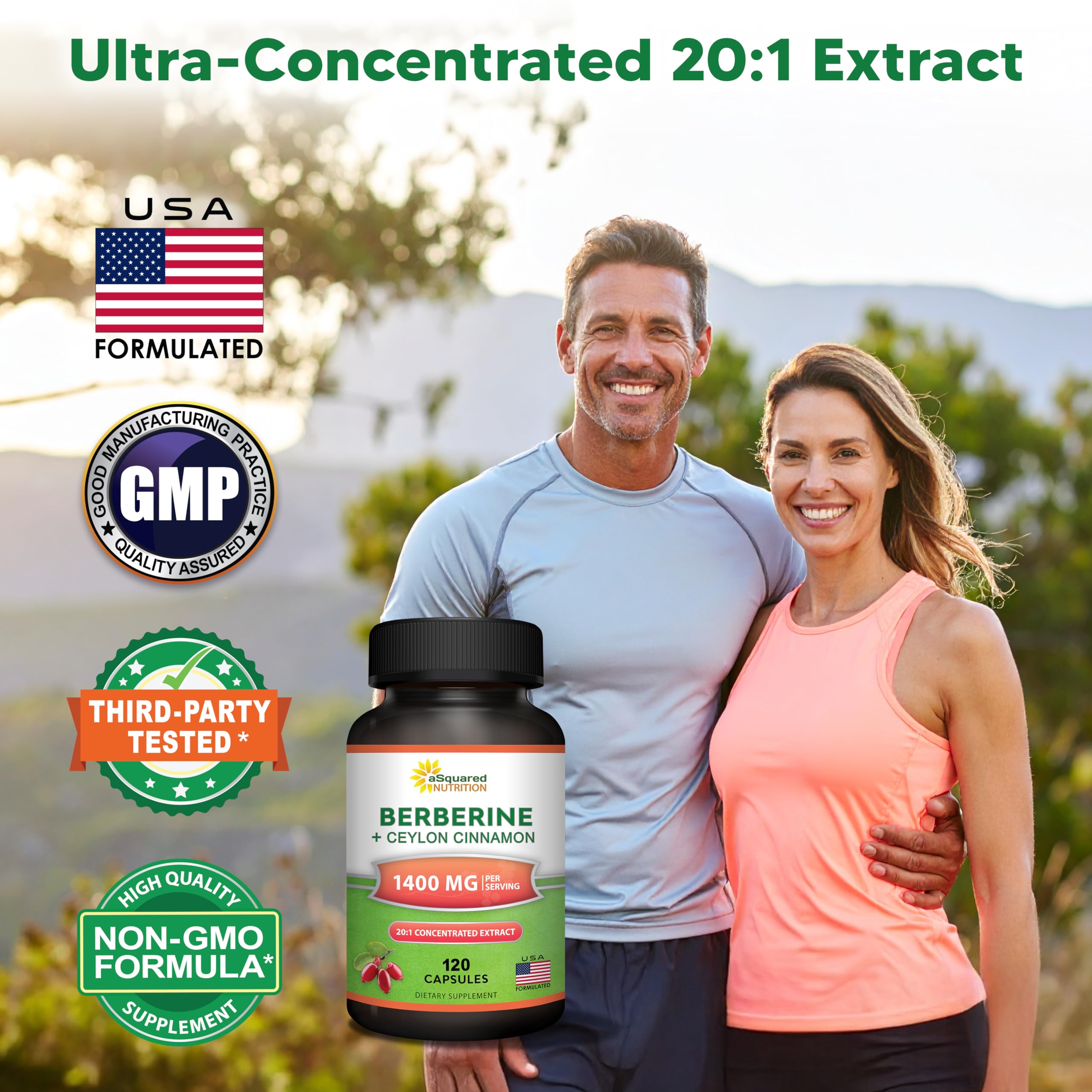 aSquared Nutrition Berberine Cinnamon capsules closeup showing easy-to-swallow veggie capsules