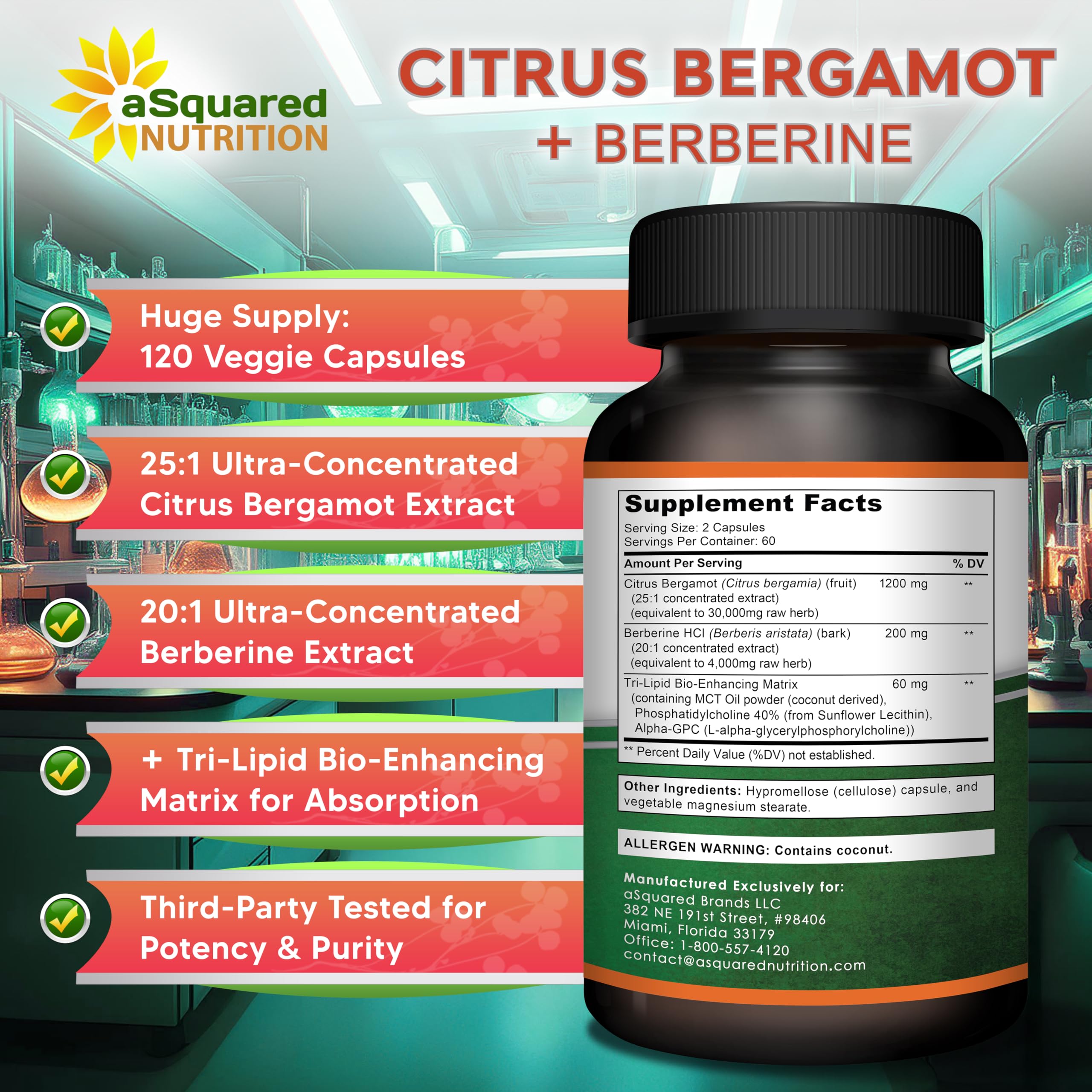 aSquared Citrus Bergamot with Berberine serving visual to illustrate daily intake routine