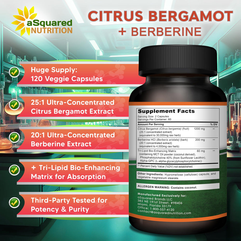 aSquared Citrus Bergamot with Berberine serving visual to illustrate daily intake routine