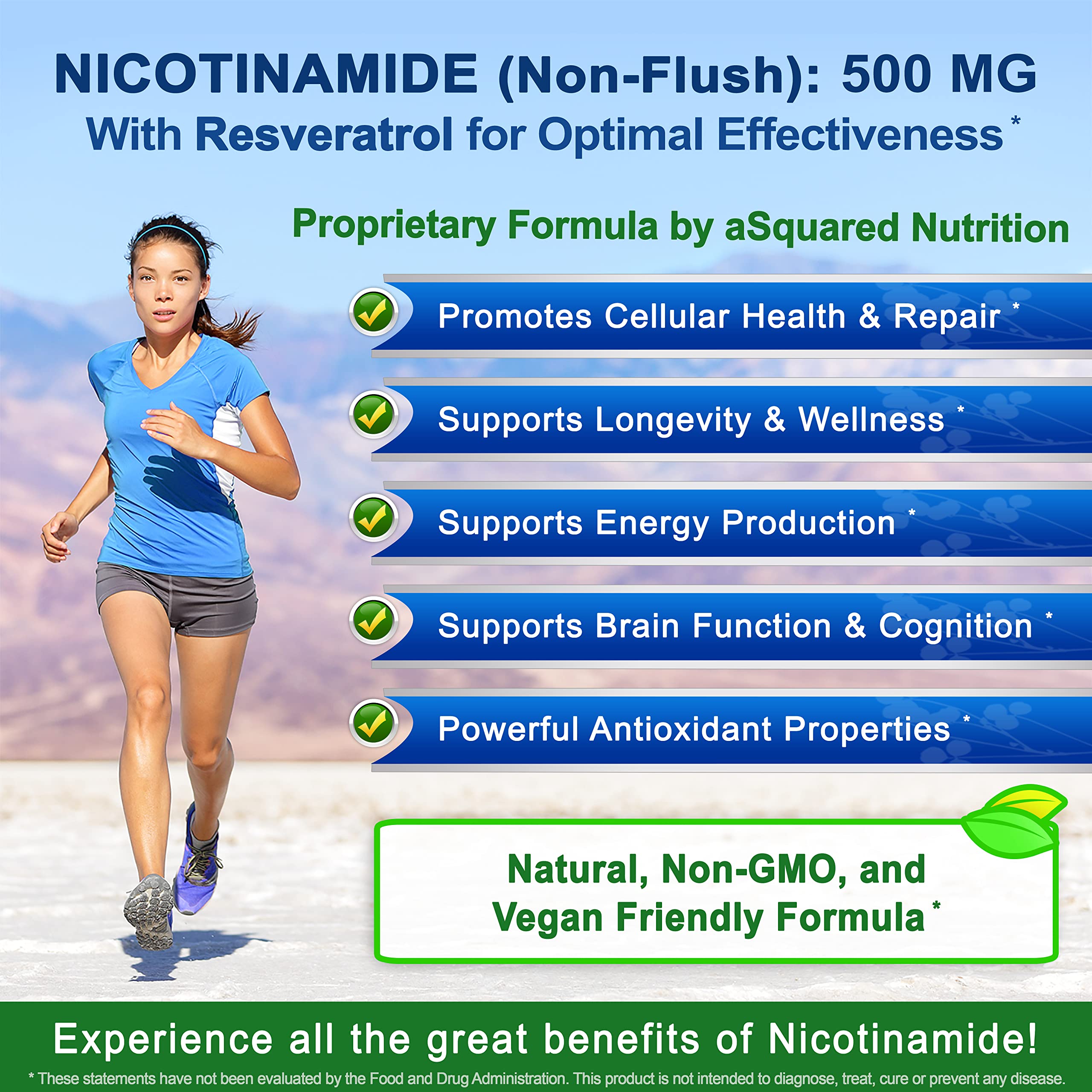 aSquared Nutrition Nicotinamide with Resveratrol vegan capsules on a clean background