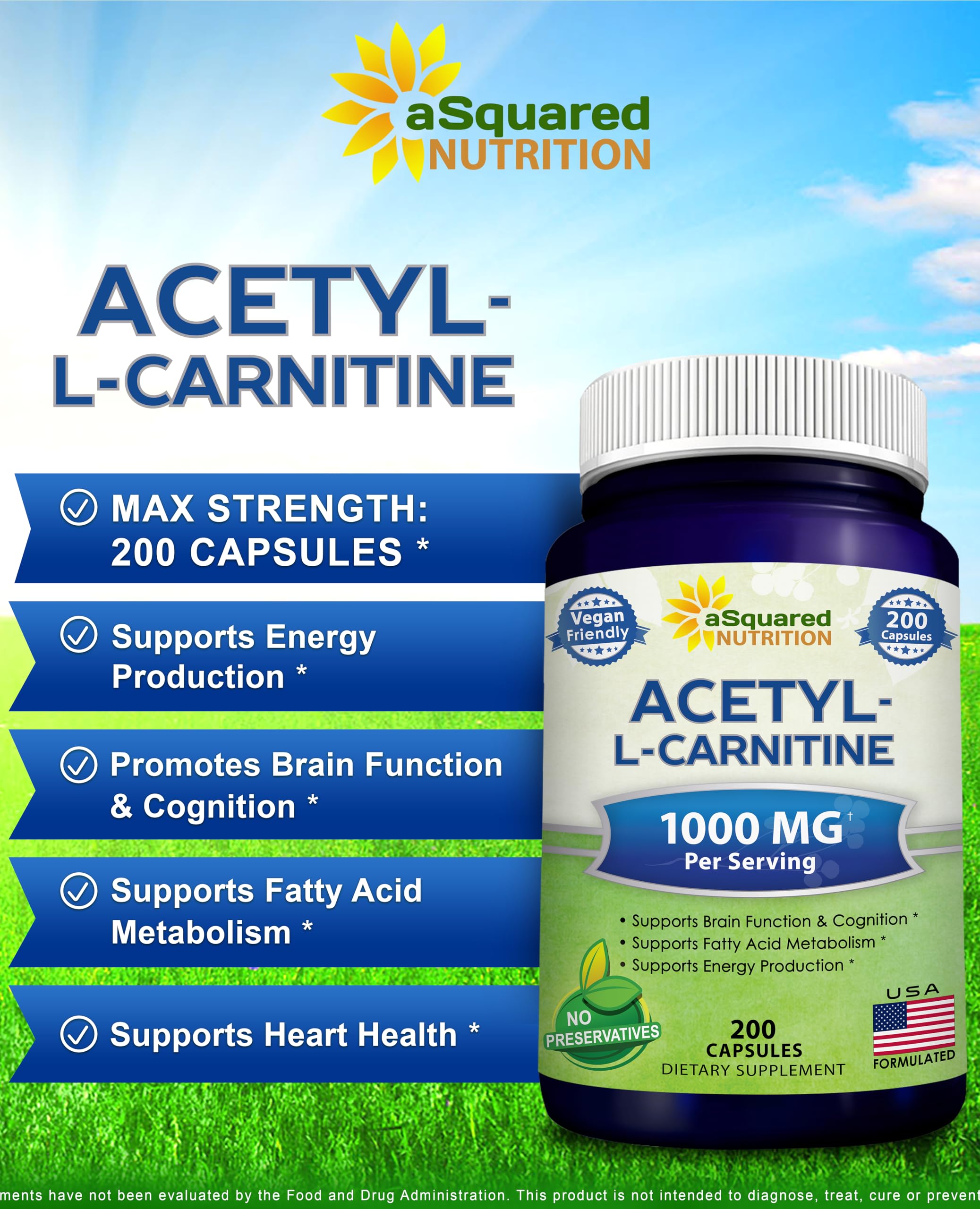 aSquared Nutrition Acetyl L-Carnitine bottle opening for easy access