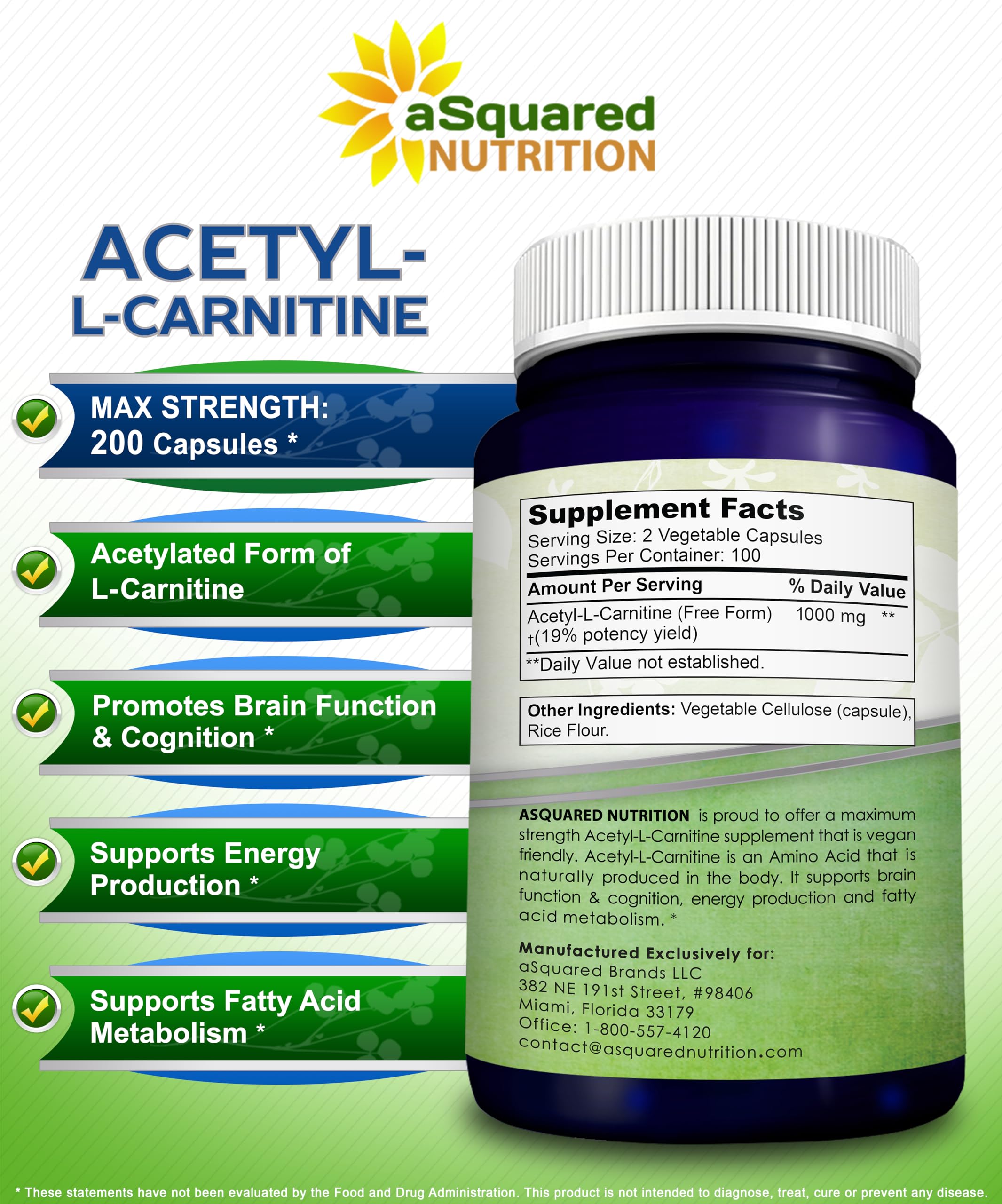 aSquared Nutrition Acetyl L-Carnitine pour illustrating quick capsule access