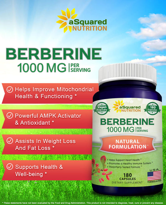 aSquared Nutrition berberine capsules close-up show daily 1000mg for metabolic wellness.