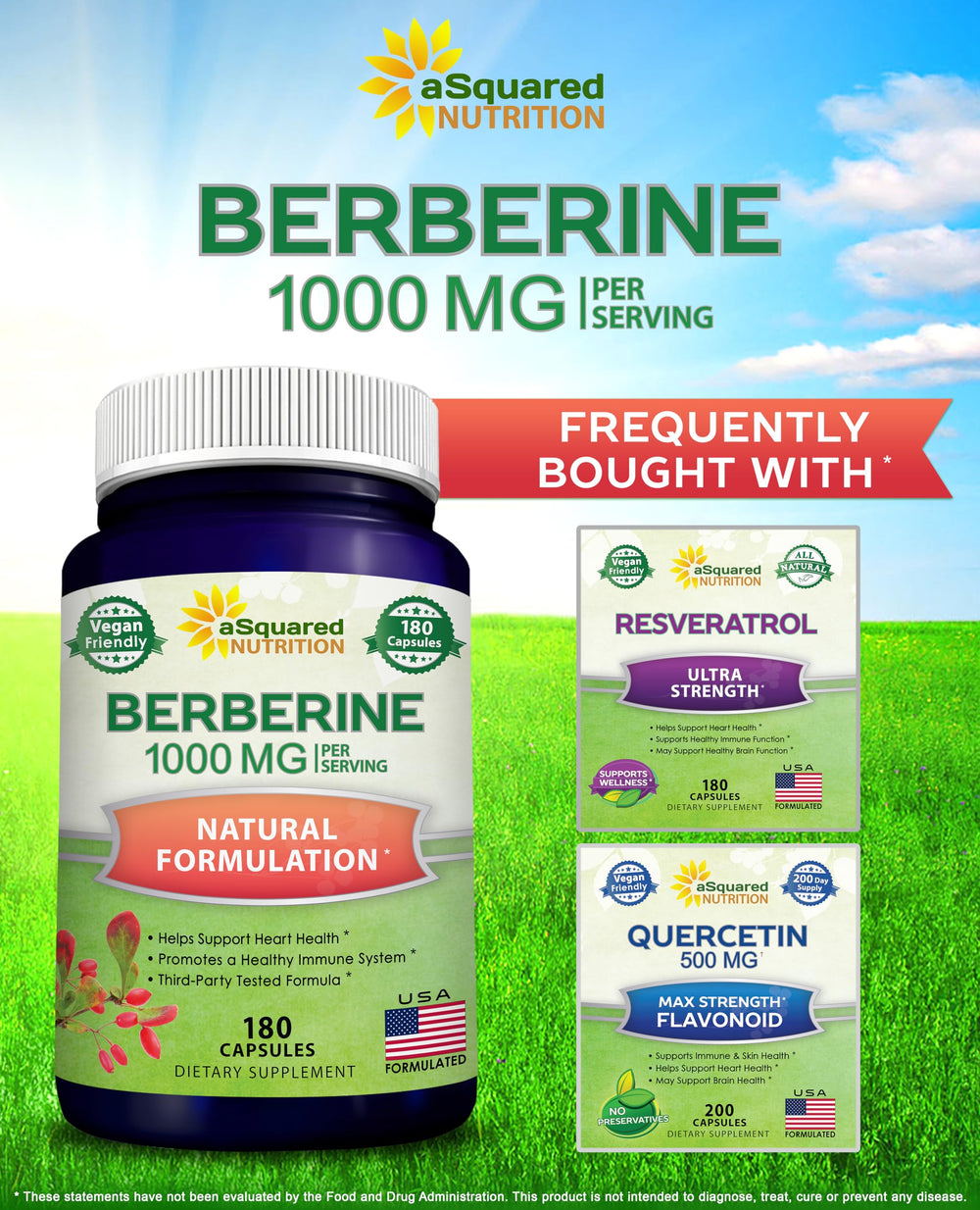 aSquared Nutrition berberine capsules on white background for easy viewing.