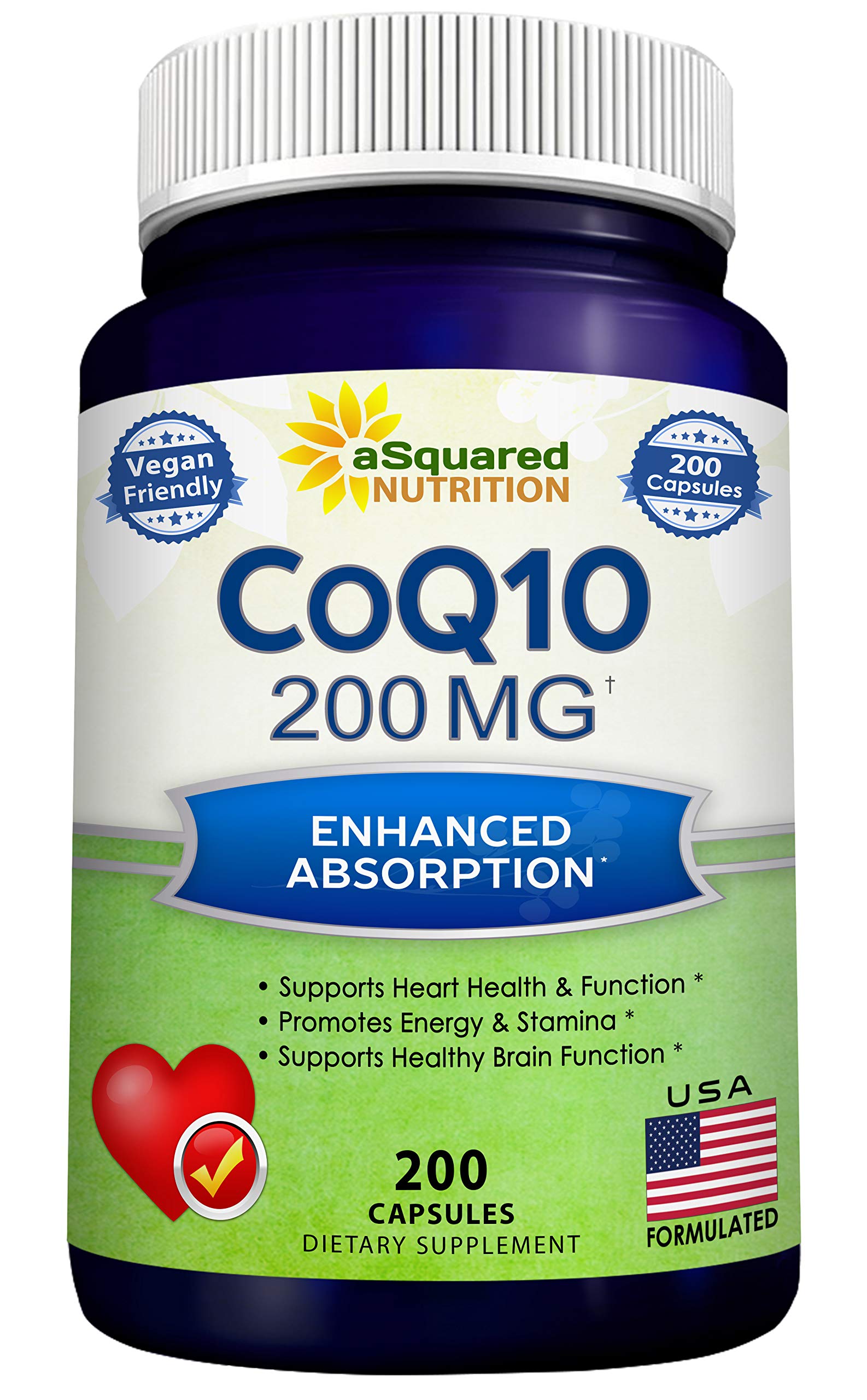 aSquared Nutrition CoQ10 bottle pour for easy daily antioxidant support