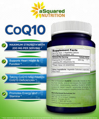 aSquared Nutrition CoQ10 label artwork on bottle highlighting potency