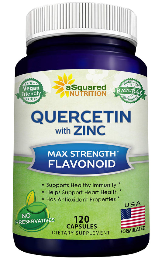aSquared Nutrition Quercetin bottle front showing two-month supply for immune support