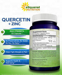 Quercetin dihydrate formula label showing 1000mg per serving
