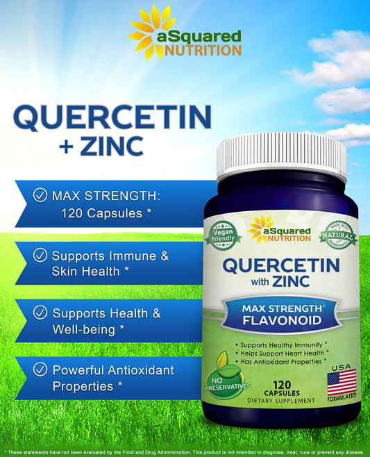 Quercetin-elderberry-zinc capsules close-up highlighting key ingredients