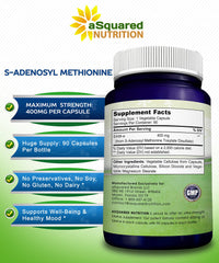 aSquared Nutrition SAM-e 400mg vegan bottle highlighted