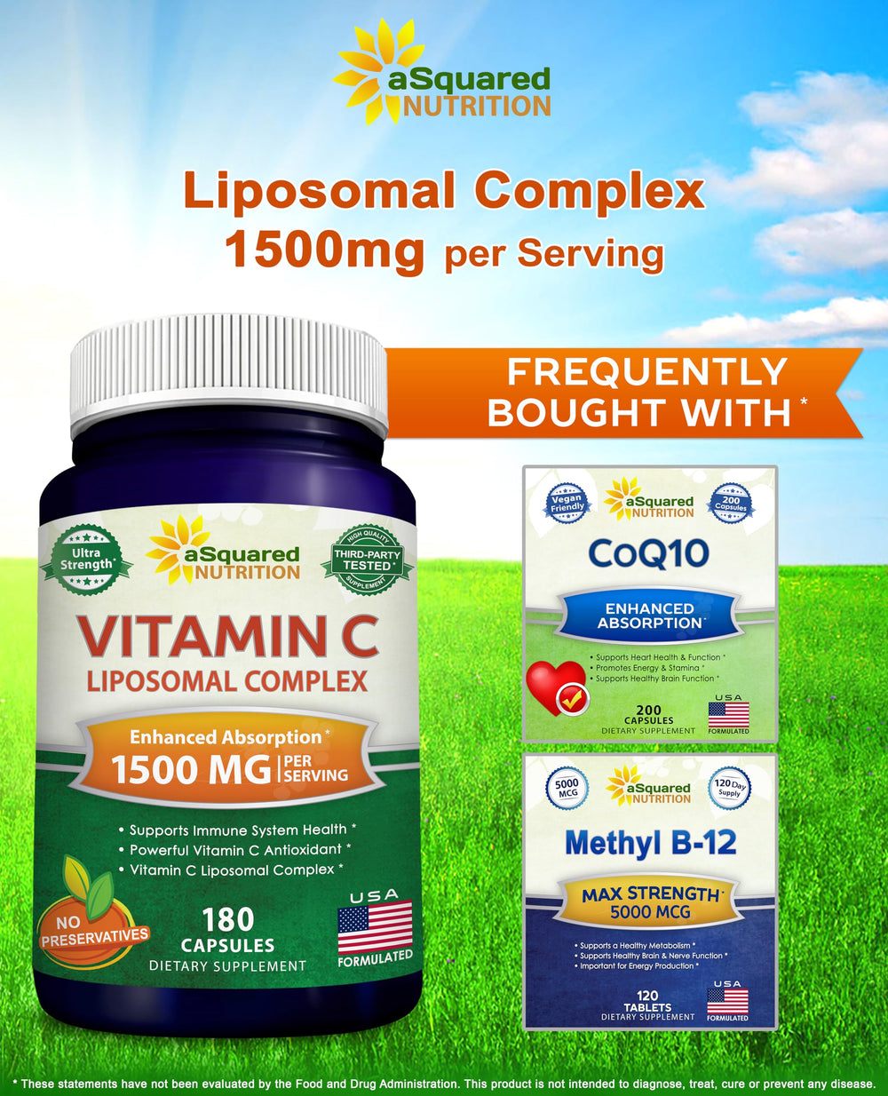aSquared Nutrition logo with sunflower lecithin icon signaling liposome technology