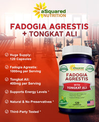 aSquared Nutrition tongkat ali bottle closeup highlighting root extract benefits