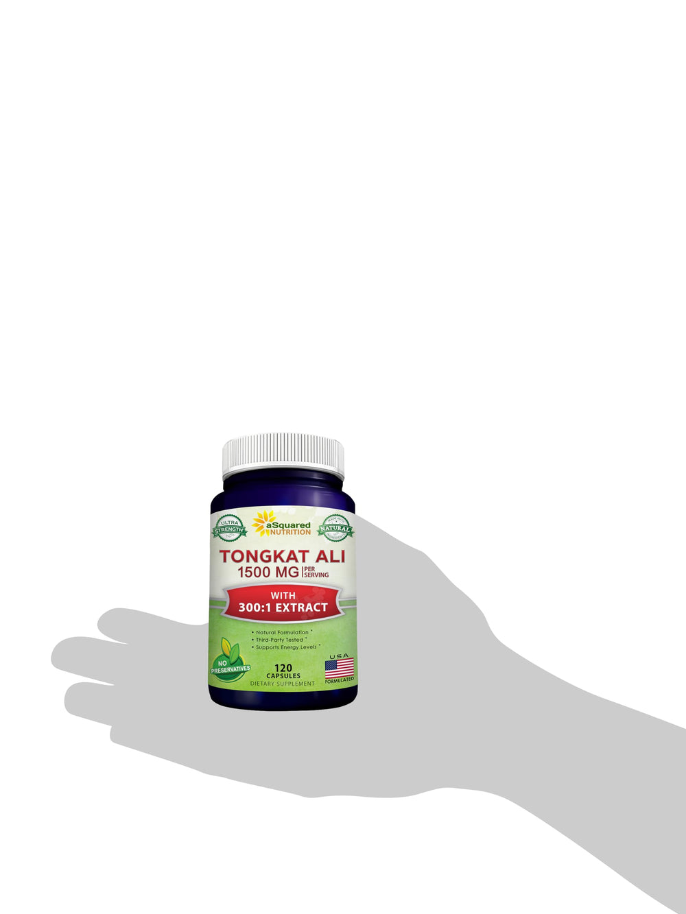 aSquared Nutrition Tongkat Ali bottle with glass of water.