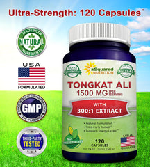 aSquared Nutrition Tongkat Ali label closeup emphasizes quality seal.
