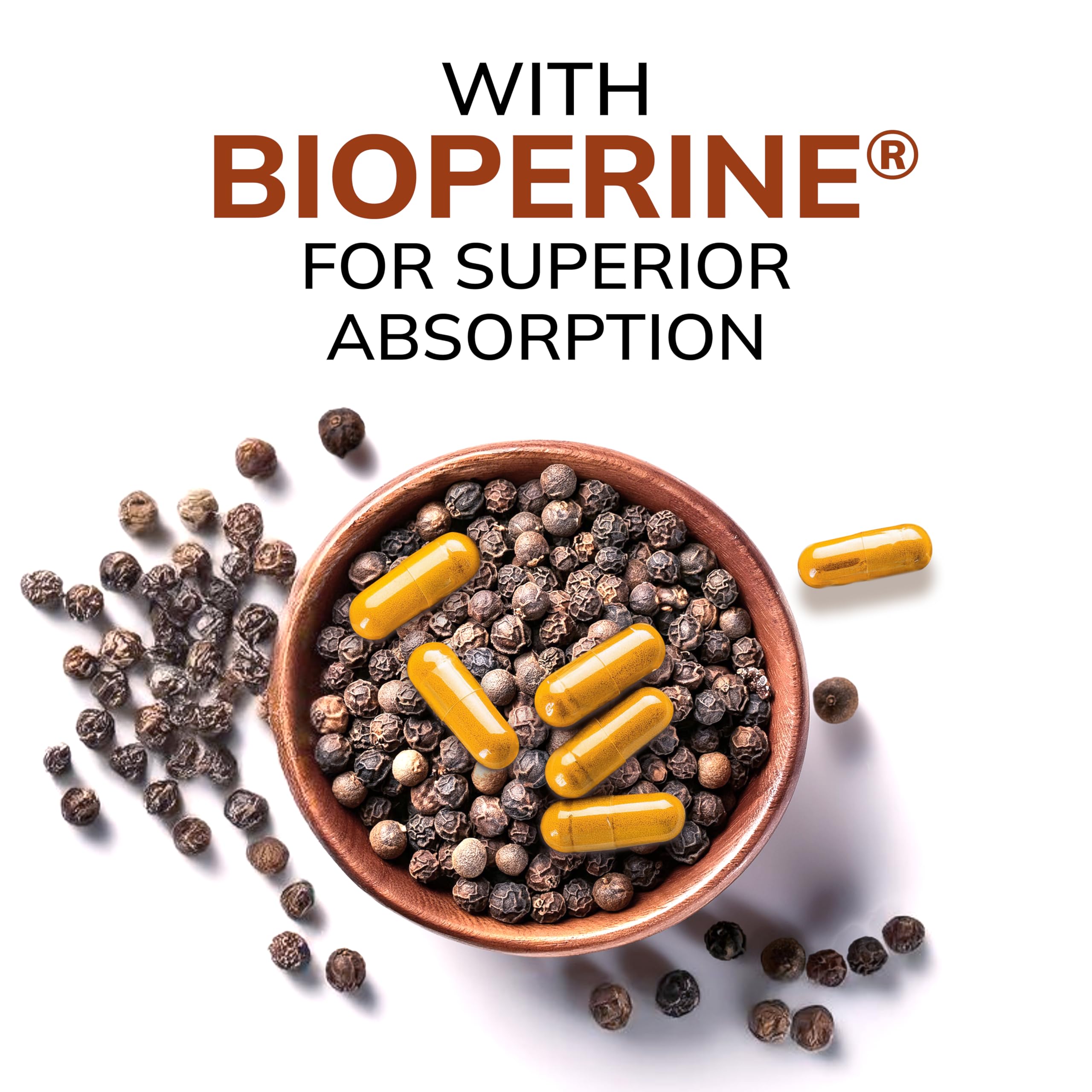 aSquared Nutrition turmeric capsules beside measuring spoon