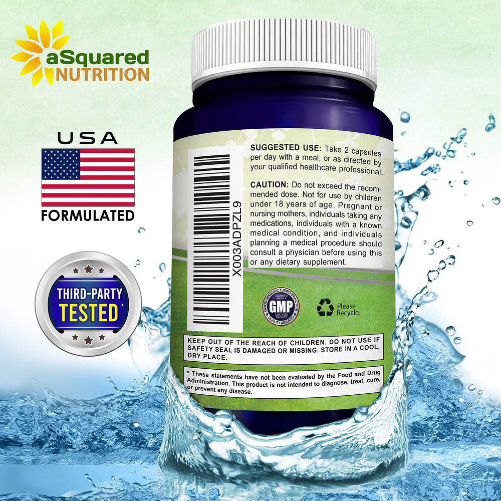 aSquared Nutrition USA GMP facility seal on packaging.