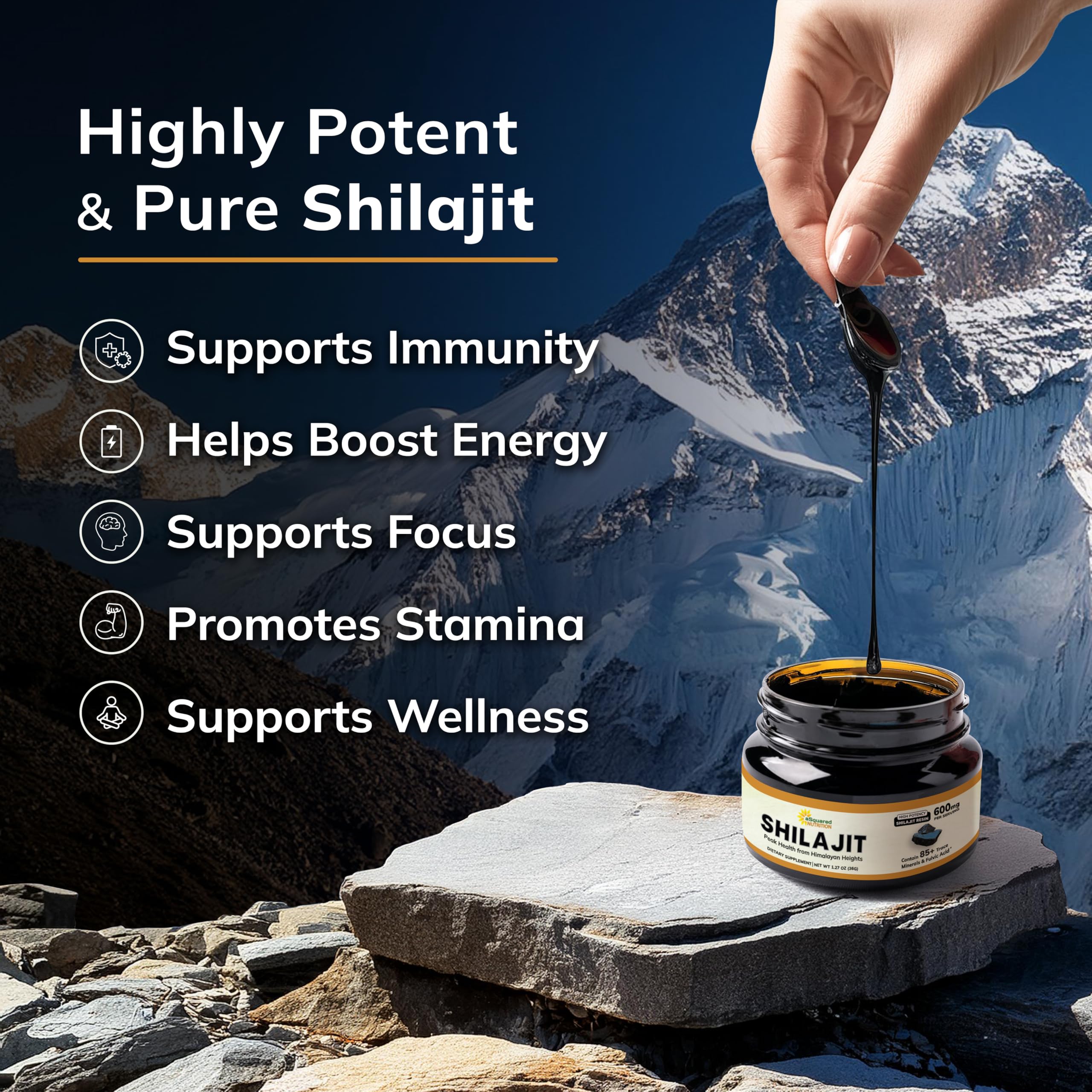 aSquared Nutrition Shilajit Resin is 100% natural and vegan-friendly.
