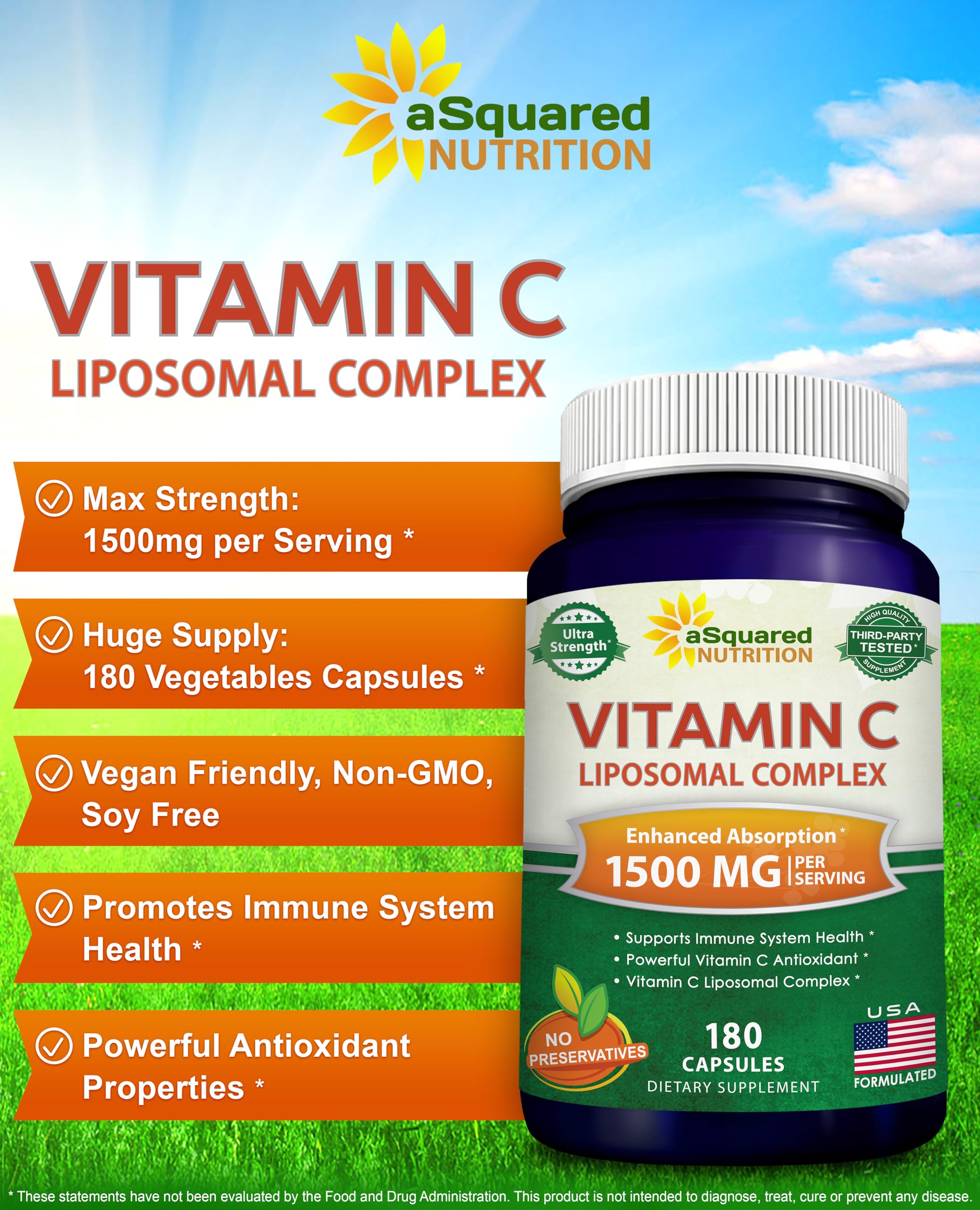 aSquared Nutrition capsules close-up highlights vegan friendly liposomal vitamin C