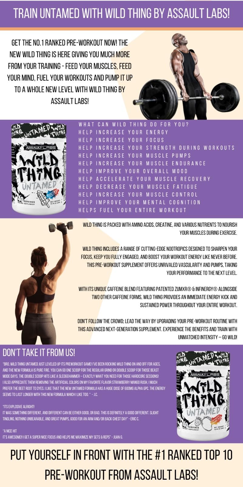 Assault Labs Wild Thing energy-boosting flavor profile appealing to gym enthusiasts