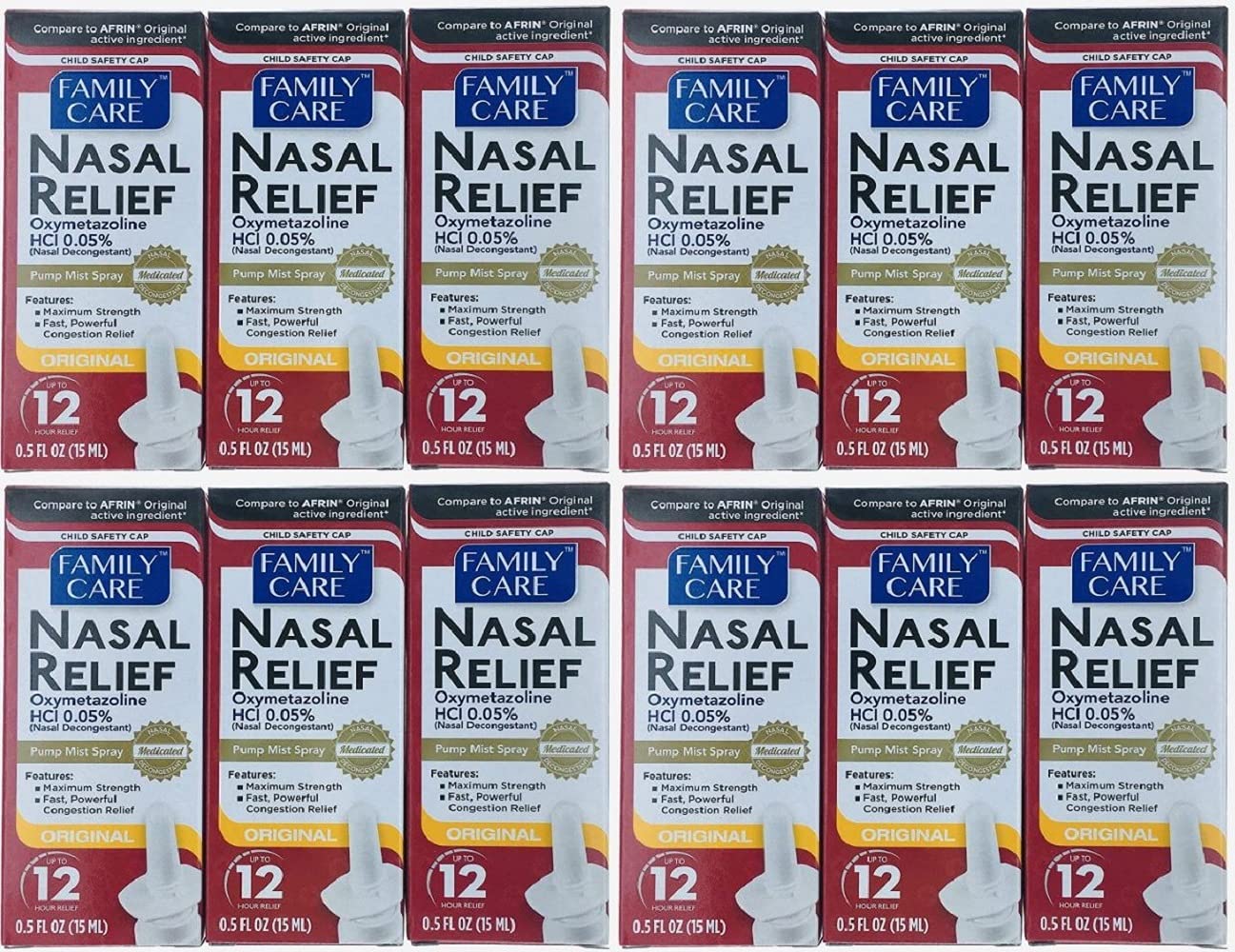ASSURED Nasal Relief Spray bottle front view for quick congestion relief.