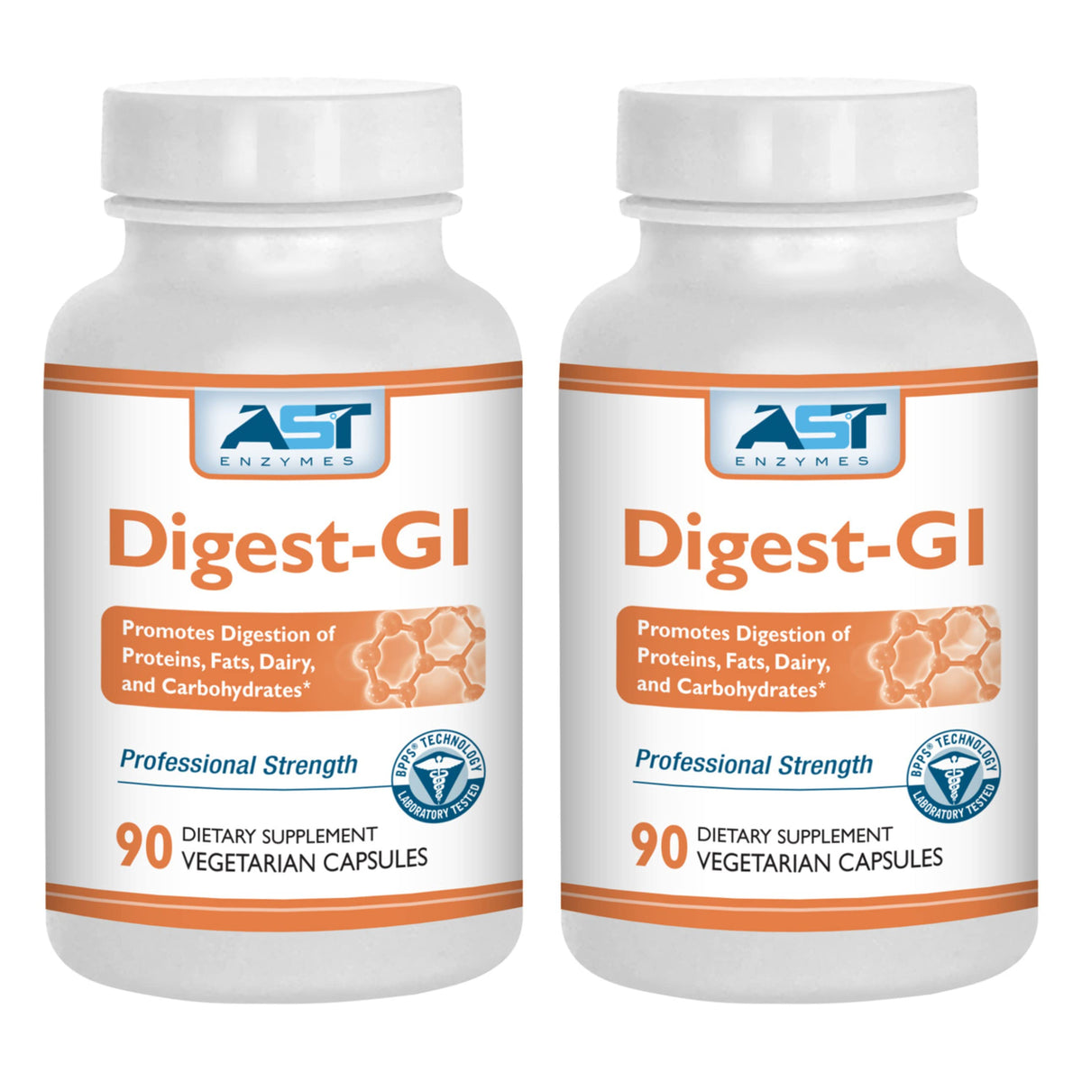AST Enzymes Digest-GI bottle-front showing 90 vegetarian capsules for digestion support