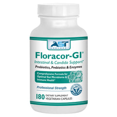 AST Enzymes Floracor-GI bottle with capsules for gut health support.