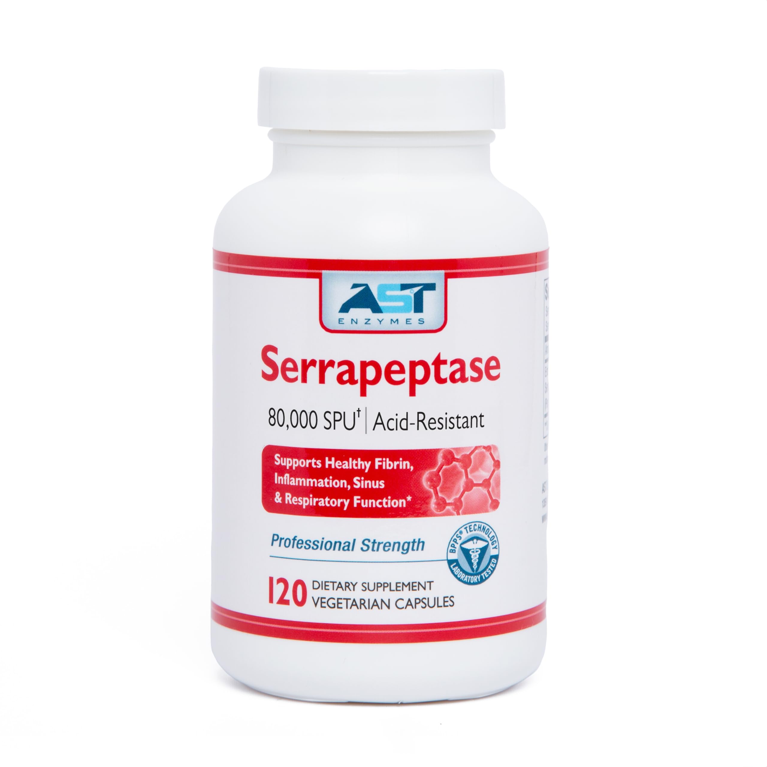 AST Enzymes Serrapeptase 80,000 SPU bottle for daily enzyme support