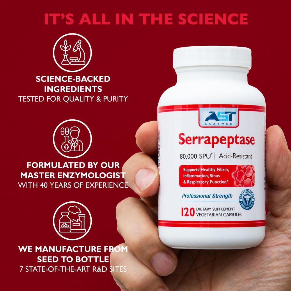AST Enzymes Serrapeptase vegetarian capsules for everyday use