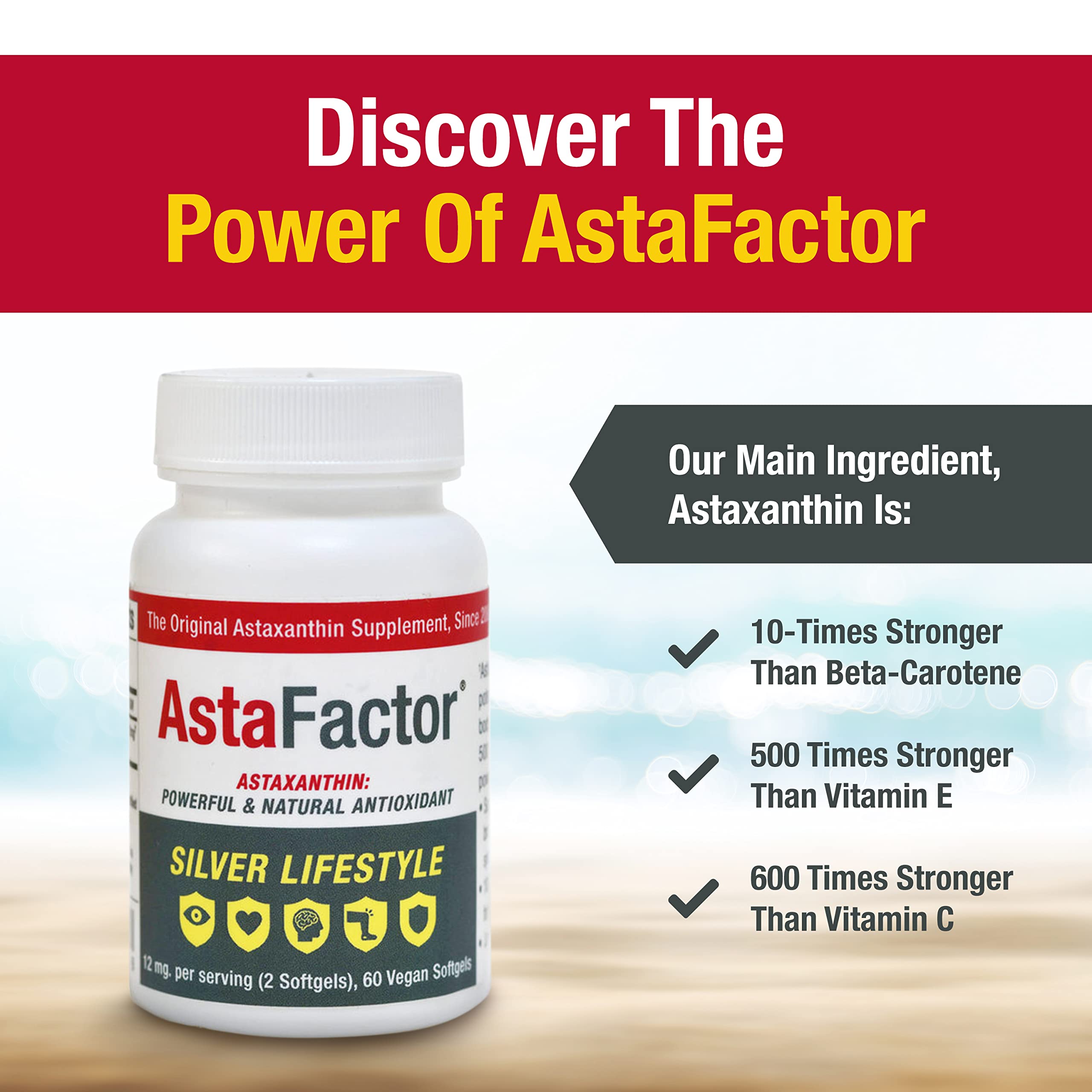 AstaFactor Silver daily routine setup with glass of water and capsules.