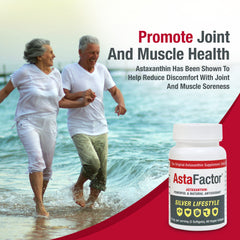 AstaFactor Silver label detail highlighting triple strength ingredients and astaxanthin.